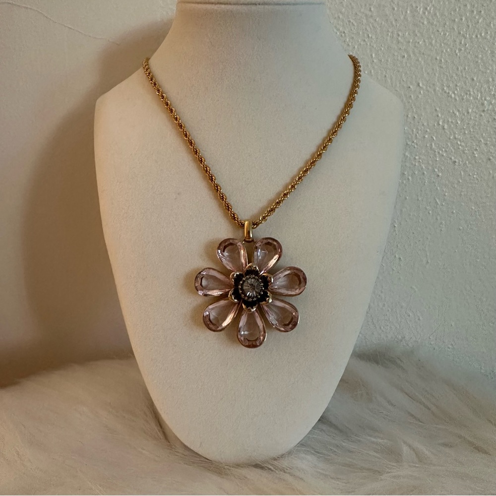 Betsey Johnson Gold and Pink Floral Necklace